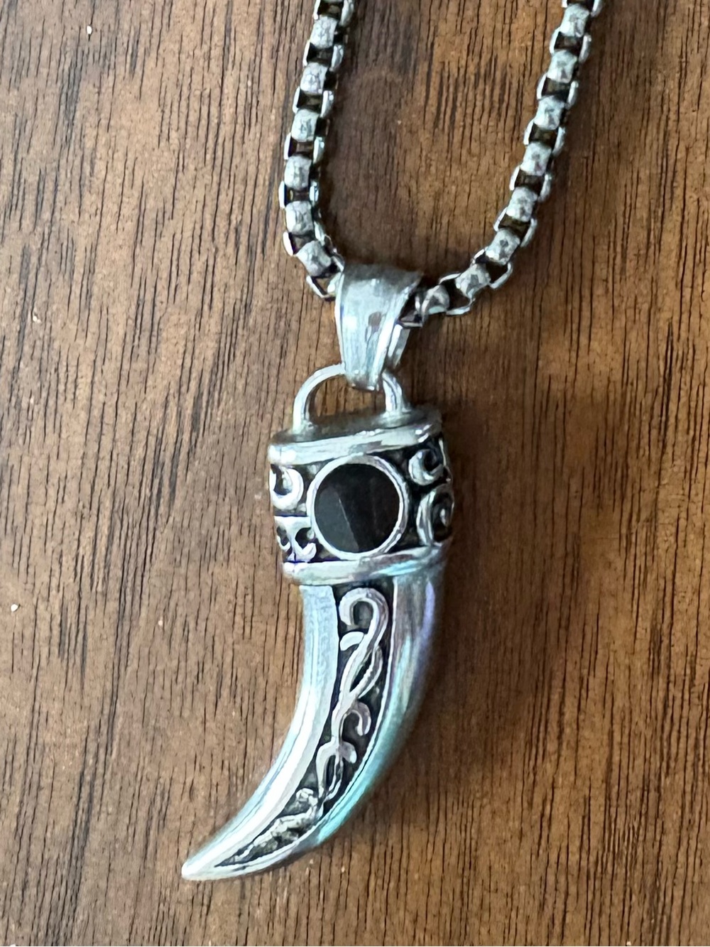 Frank 1967 brand Tooth Stainless Steel Necklace, 23” Long